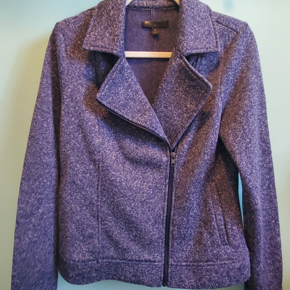 Banana Republic Navy Knit Moto Zip Jacket